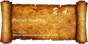 Ruzsa Avarka névjegykártya